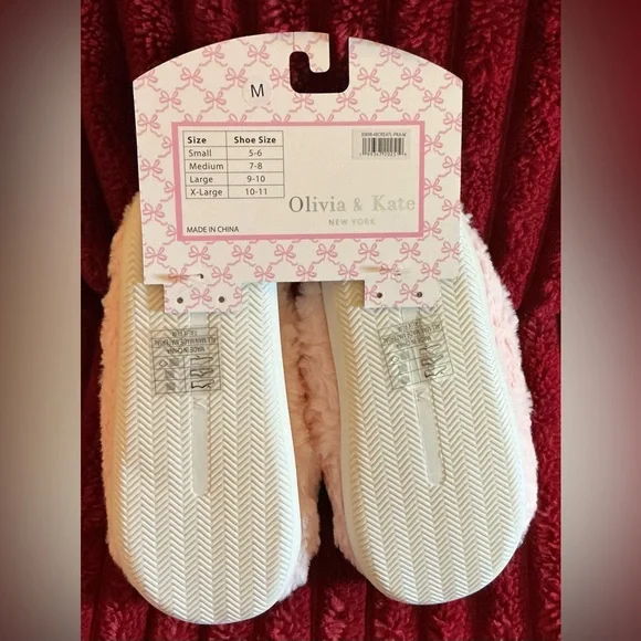 Olivia & Kate Blush Plush Bunny Slip-Ons - Picture 3 of 3